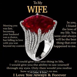 Red Square Bezel Setting Ring with Clear Accent